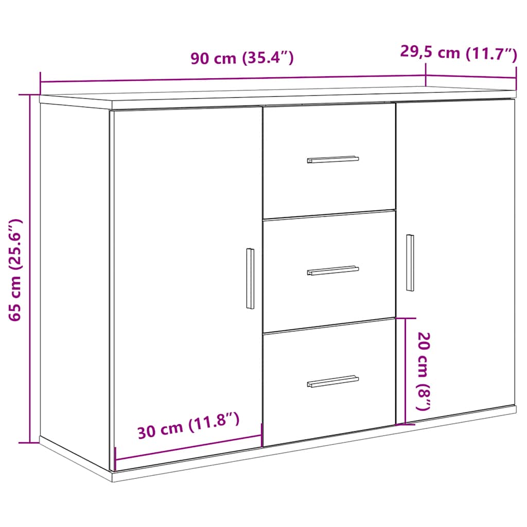 Komoda boja staro drvo 90x29,5x65 cm od konstruiranog drva