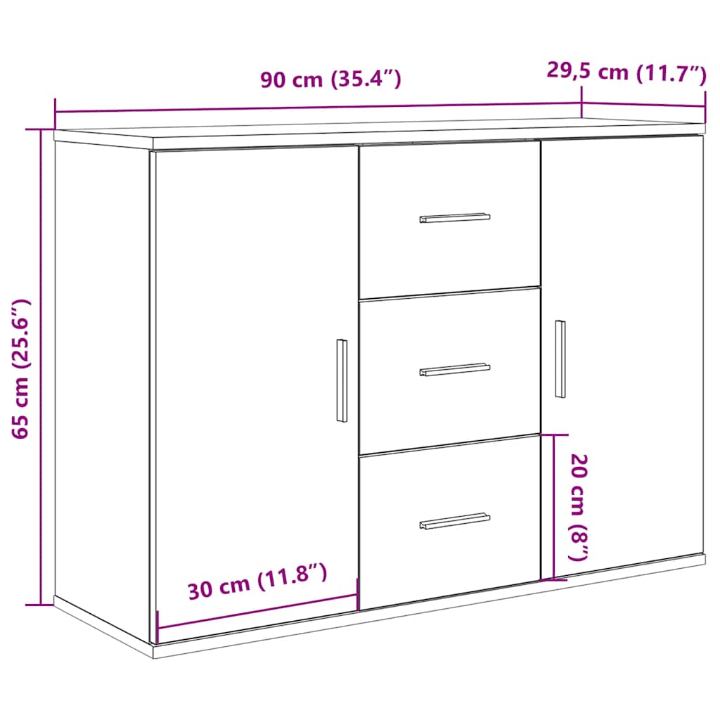 Komoda Artisan hrast 90x29,5x65 cm izrađeno drvo