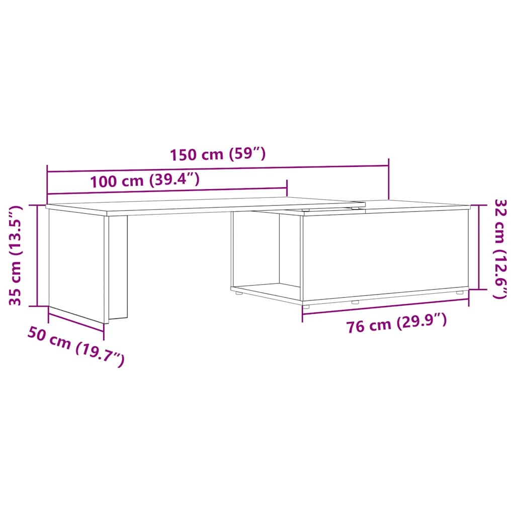 Stol za kavu staro drvo 150x50x35 cm konstruirano drvo