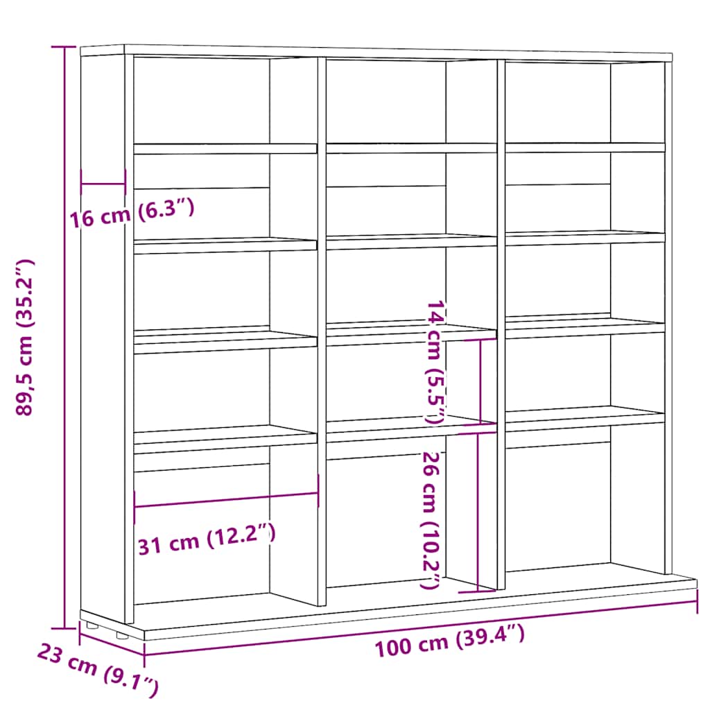 CD ormarić staro drvo 100x23x89,5 cm konstruirano drvo
