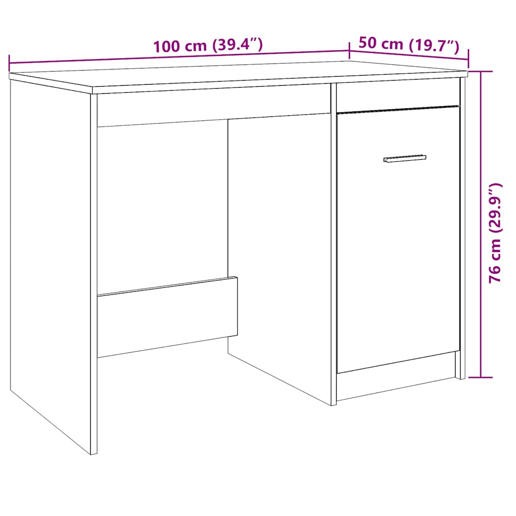 Radni stol boja hrasta artisan 100x50x76 cm konstruirano drvo