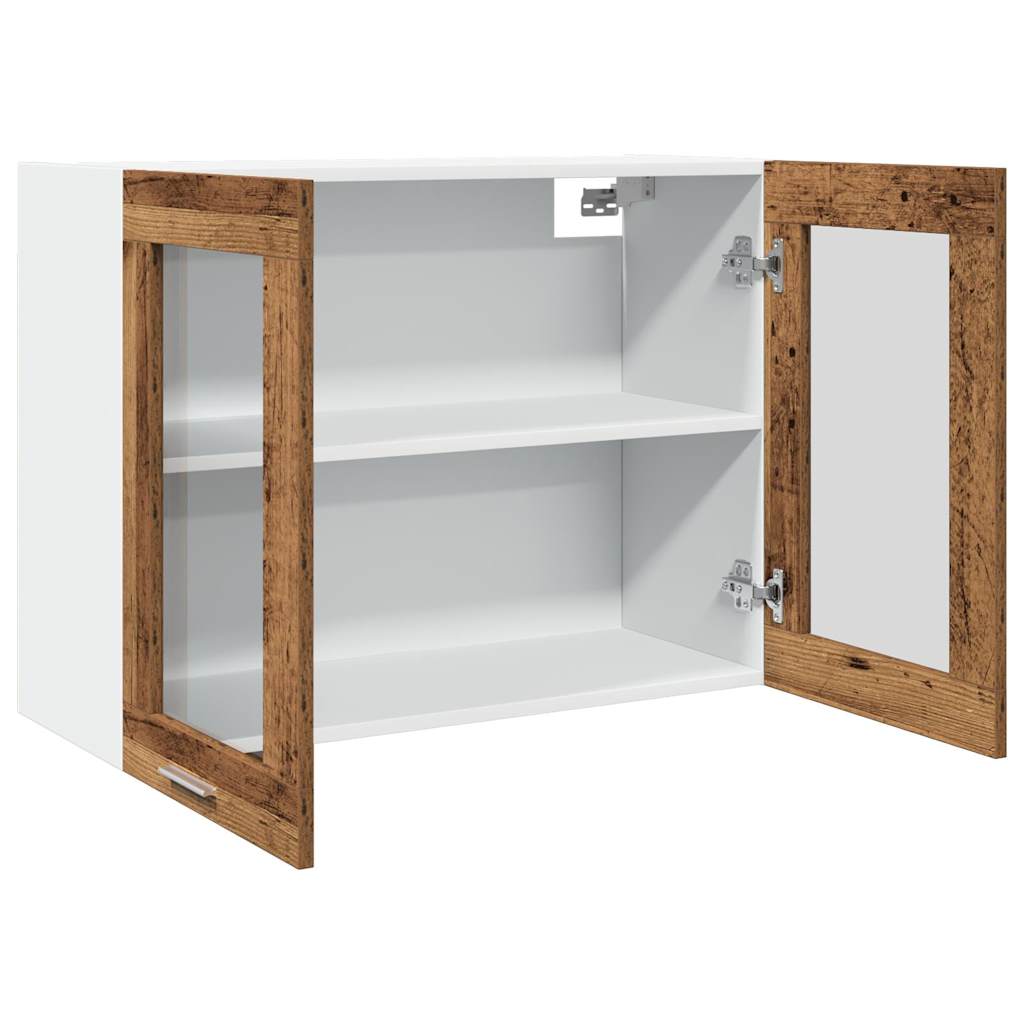 Viseći stakleni ormarić "Lyon" Staro drvo 80x31x60 cm Konstruirano drvo
