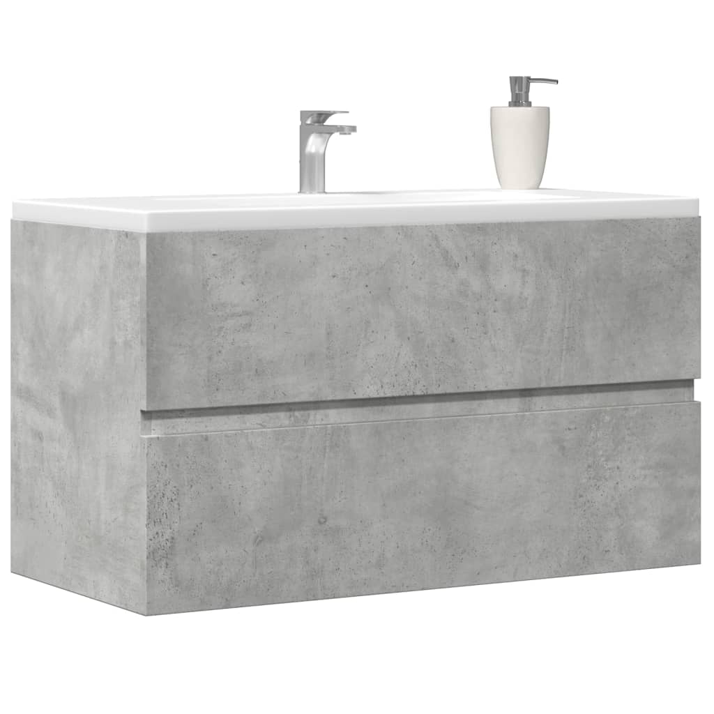 Ormarić za umivaonik boja betona 90x38,5x45cm konstruirano drvo