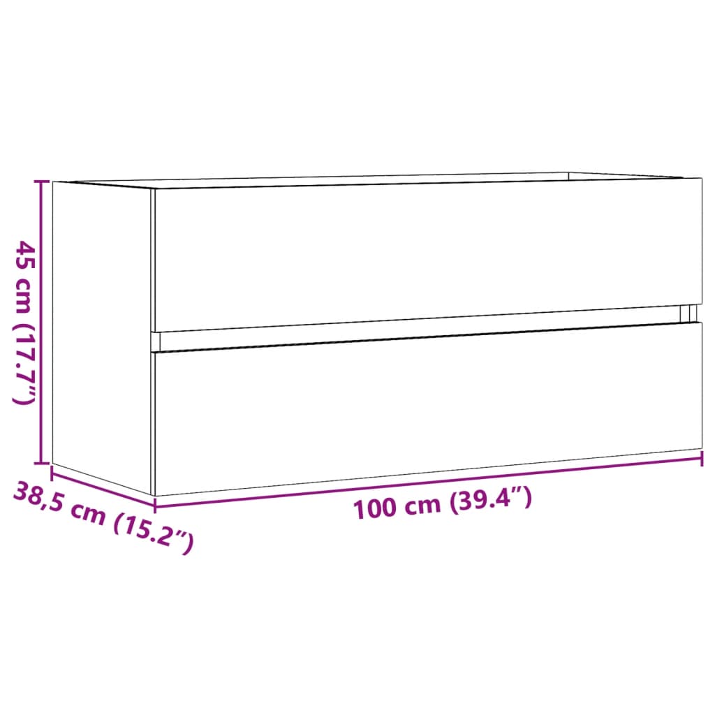 Ormarić za umivaonik siva boja betona 100 x 38,5 x 45 cm drveni