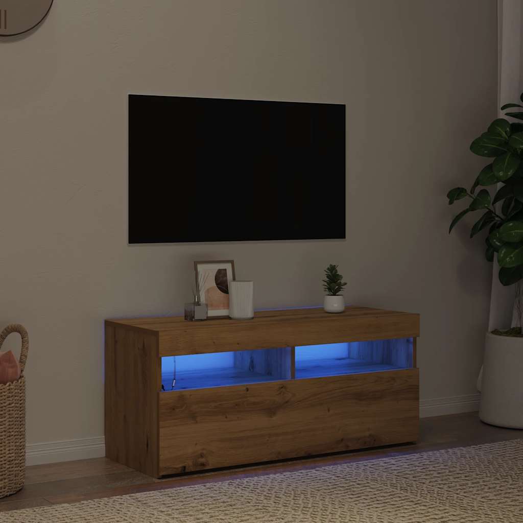 TV ormarić LED boja hrasta 90x35x40 cm konstruirano drvo