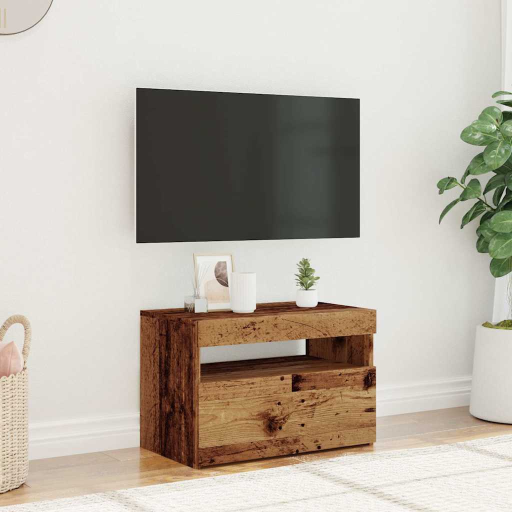 TV ormarić s LED svjetlima staro drvo 60x35x40 cm