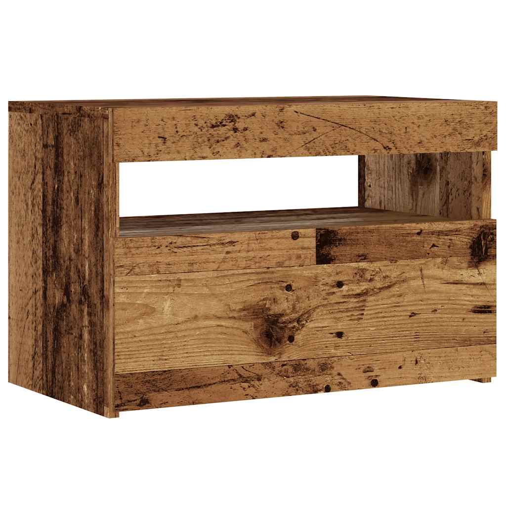 TV ormarić s LED svjetlima staro drvo 60x35x40 cm