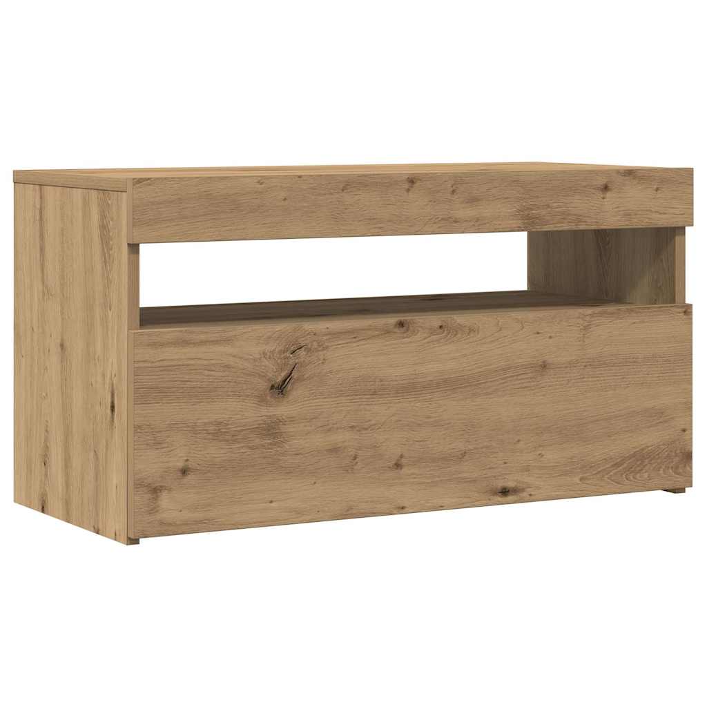 TV ormarić s LED svjetlima Artisan hrast 75x35x40 cm