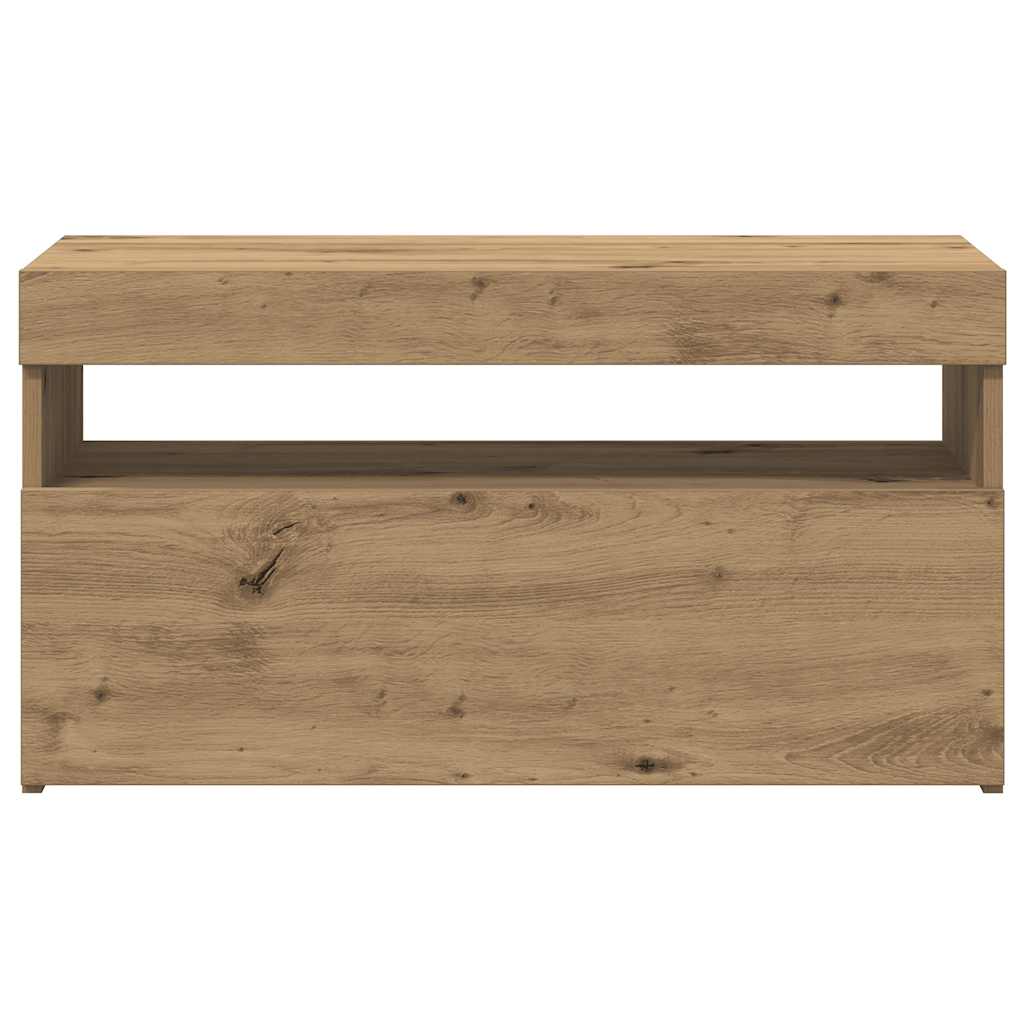 TV ormarić s LED svjetlima Artisan hrast 75x35x40 cm