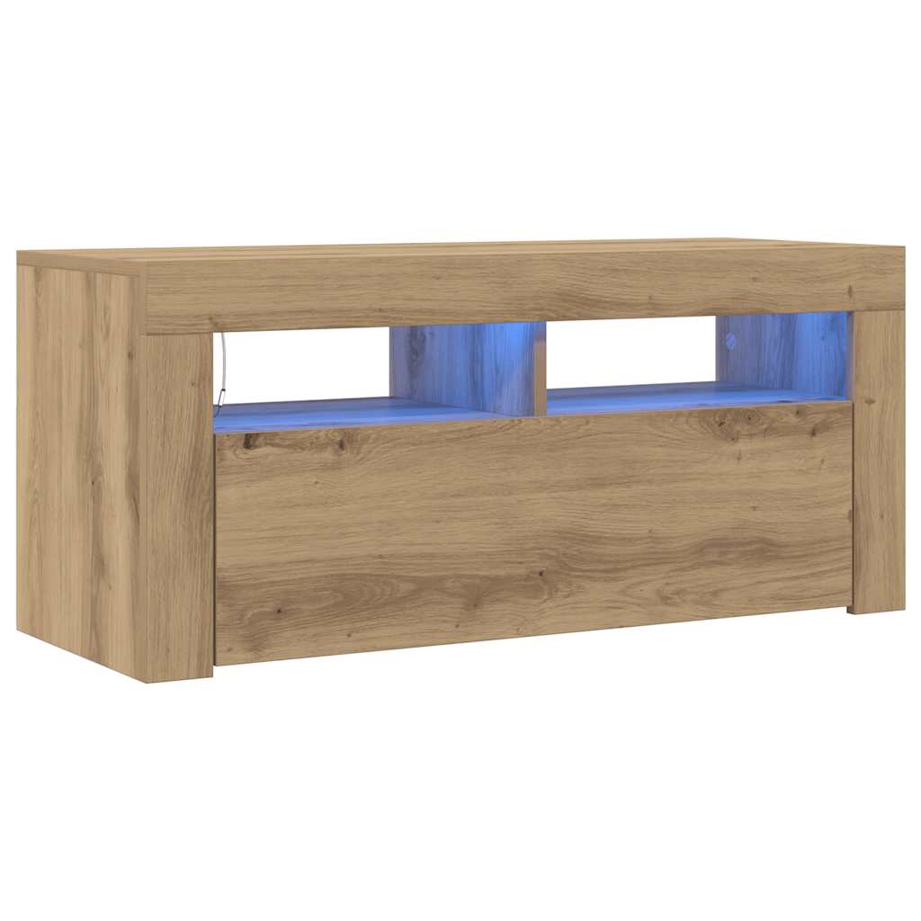 TV ormarić LED boja hrasta 90x35x40 cm konstruirano drvo