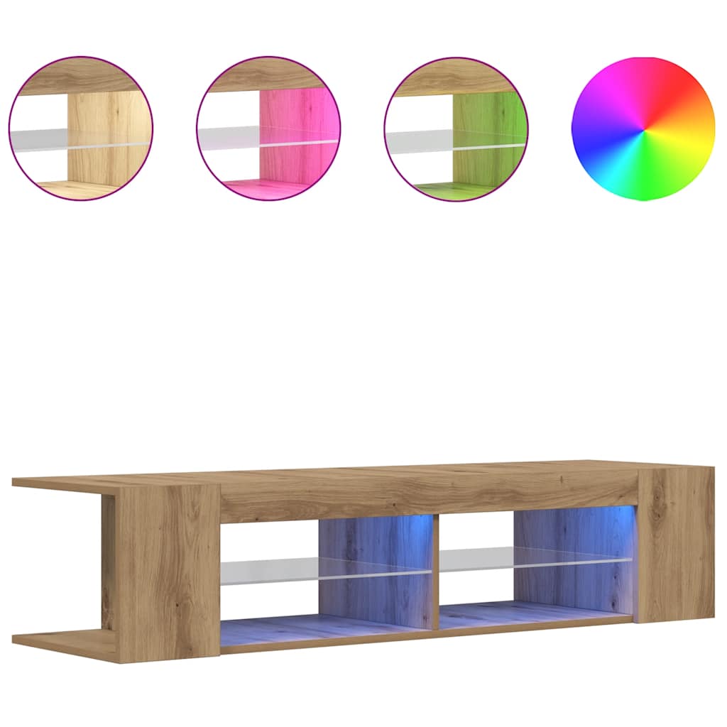 TV ormarić s LED svjetlima Artisan hrast 135x39x30 cm