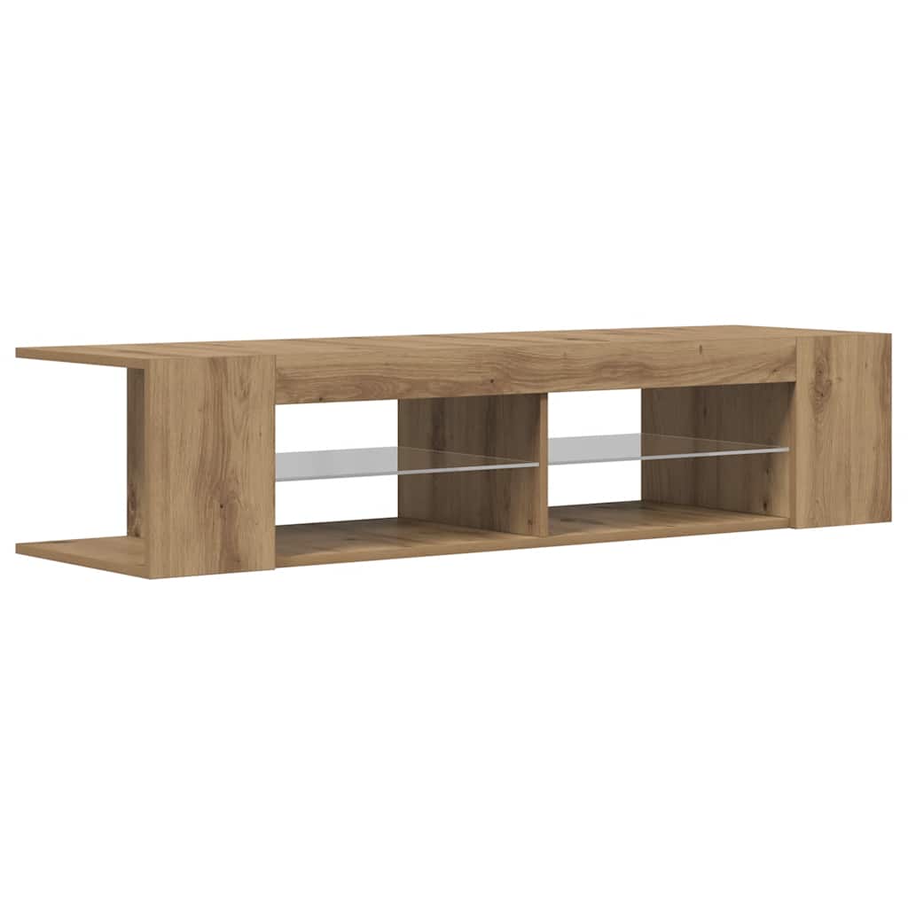 TV ormarić s LED svjetlima Artisan hrast 135x39x30 cm