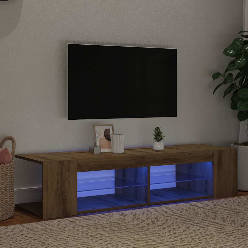 TV ormarić s LED svjetlima Artisan hrast 135x39x30 cm