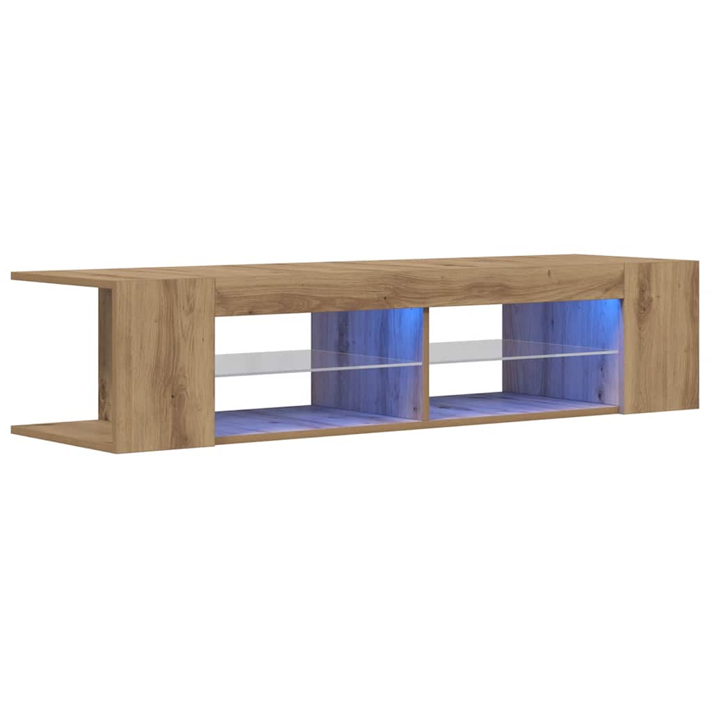 TV ormarić s LED svjetlima Artisan hrast 135x39x30 cm