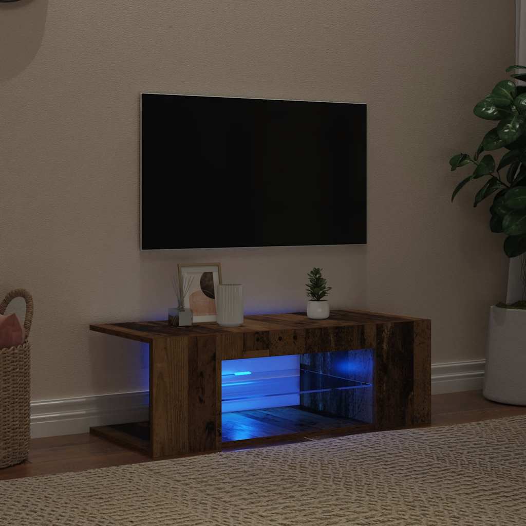 TV ormarić LED boja staro drvo 90x39x30 cm konstruirano drvo