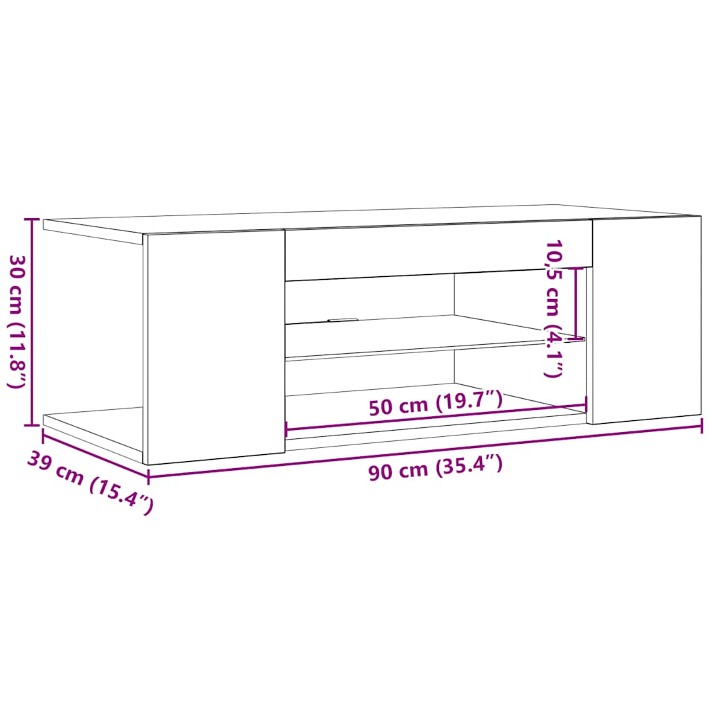 TV ormarić LED boja staro drvo 90x39x30 cm konstruirano drvo