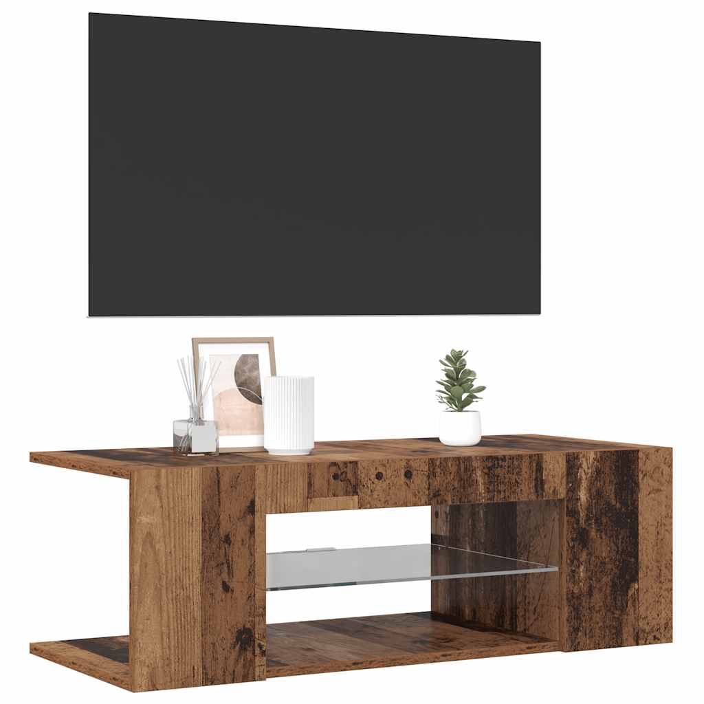 TV ormarić LED boja staro drvo 90x39x30 cm konstruirano drvo