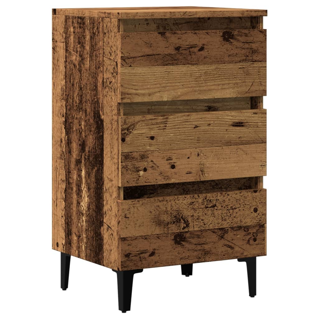 Krevetni ormarić s metalnim nogama staro drvo 40x35x69 cm