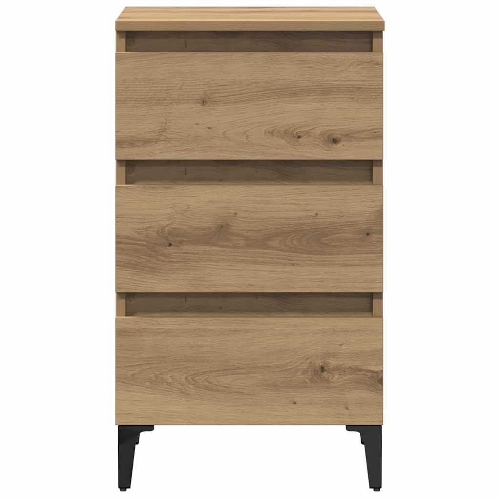 Krevetni ormarić s metalnim nogama Artisan hrast 40x35x69 cm