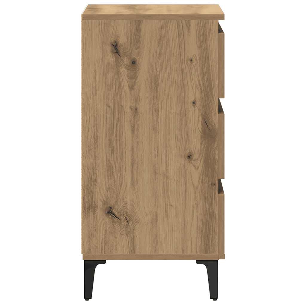 Krevetni ormarić s metalnim nogama Artisan hrast 40x35x69 cm