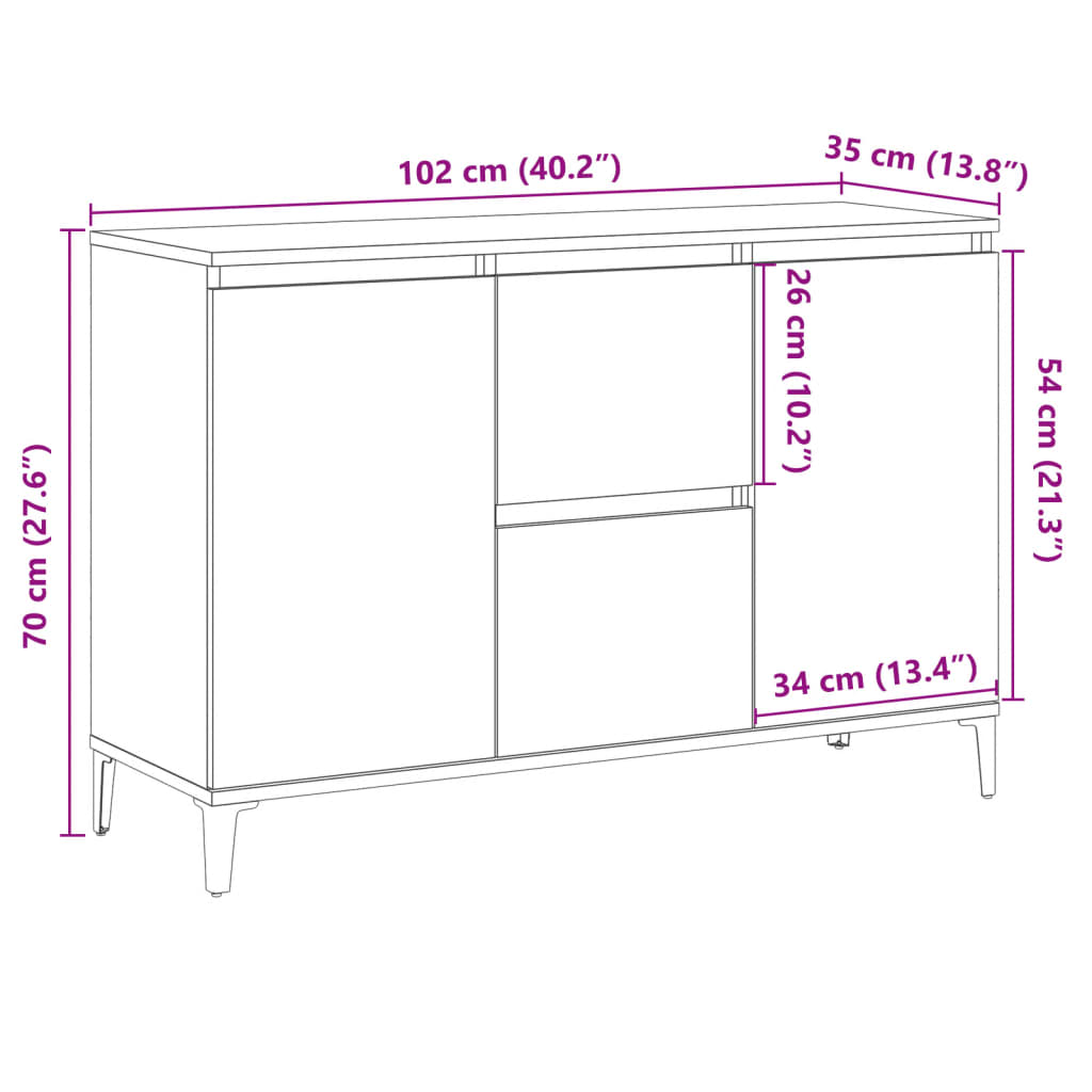 Komoda boja starog drva 102x35x70 cm od konstruiranog drva