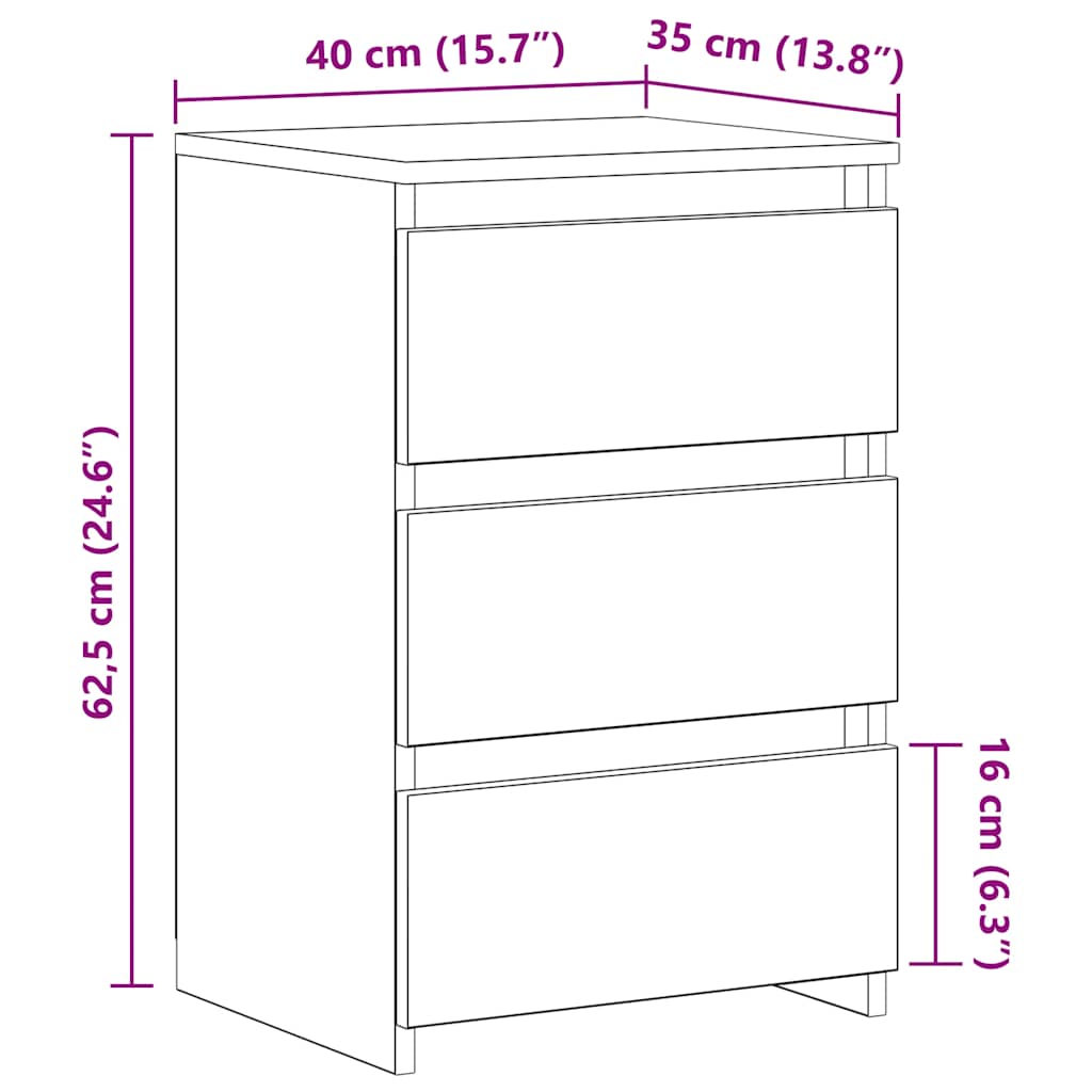 Noćni ormarići 2 kom Artisan hrast 40x35x62,5 cm izrađeno drvo