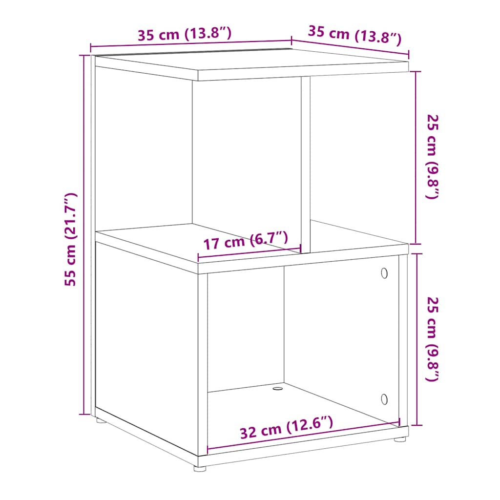 Noćni ormarići 2 kom Staro drvo 35x35x55 cm Konstruirano drvo