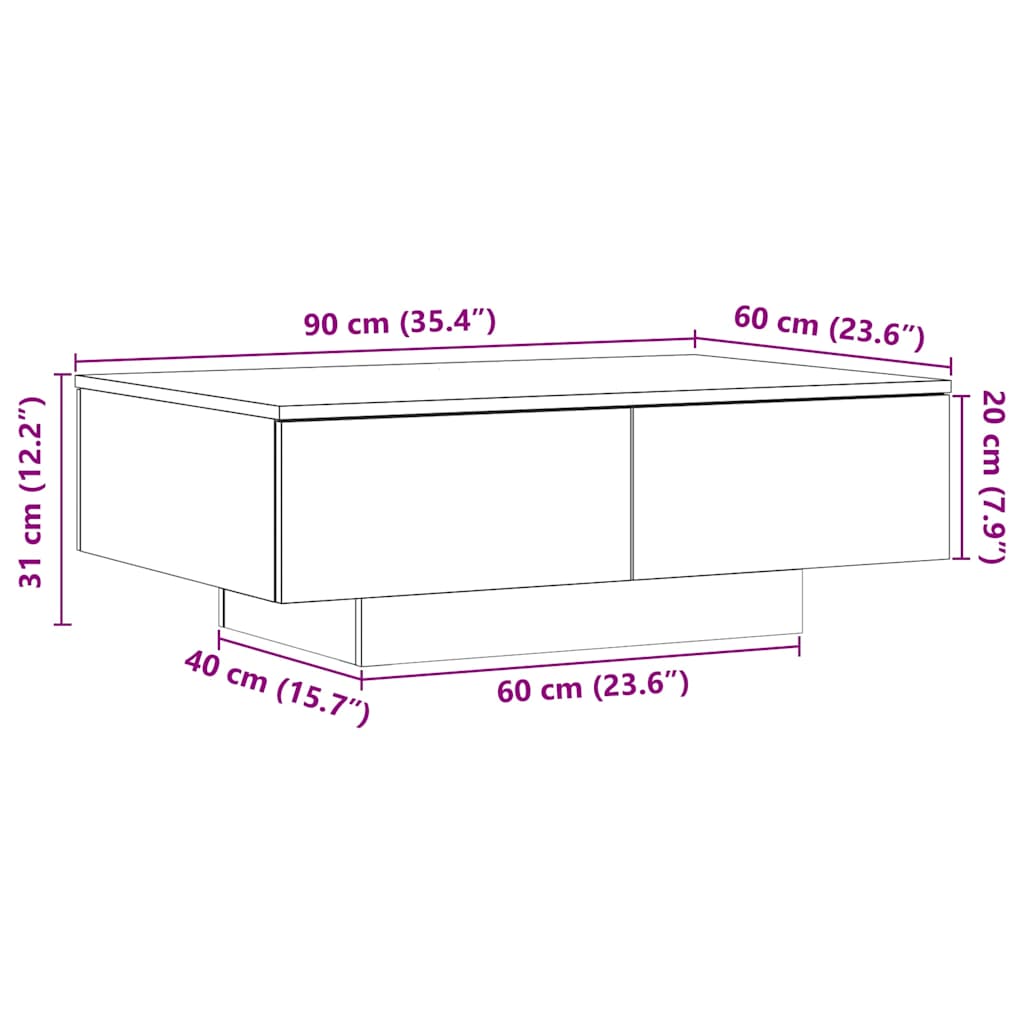Stol za kavu Artisan hrast 90x60x31 cm Konstruirano drvo