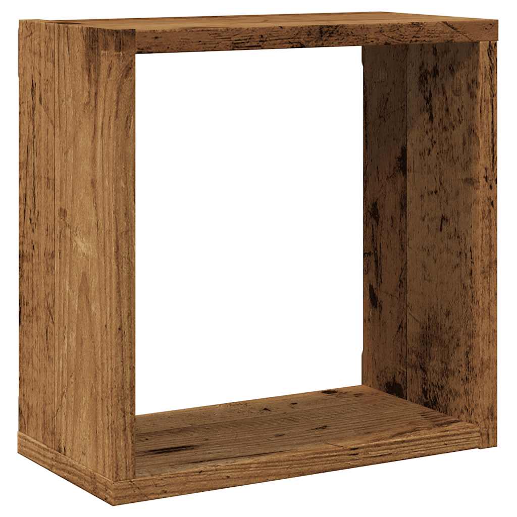 Kockaste zidne police 2 kom boja staro drvo 30x15x30 cm drvene