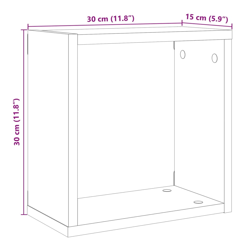 Kockaste zidne police 4 kom boja staro drvo 30x15x30 cm drvene