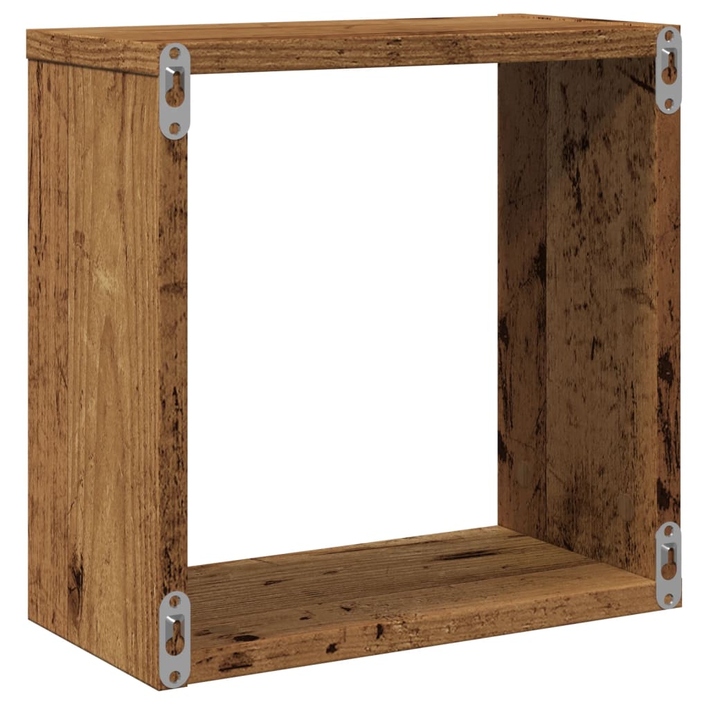 Kockaste zidne police 6 kom boja staro drvo 30x15x30 cm drvene