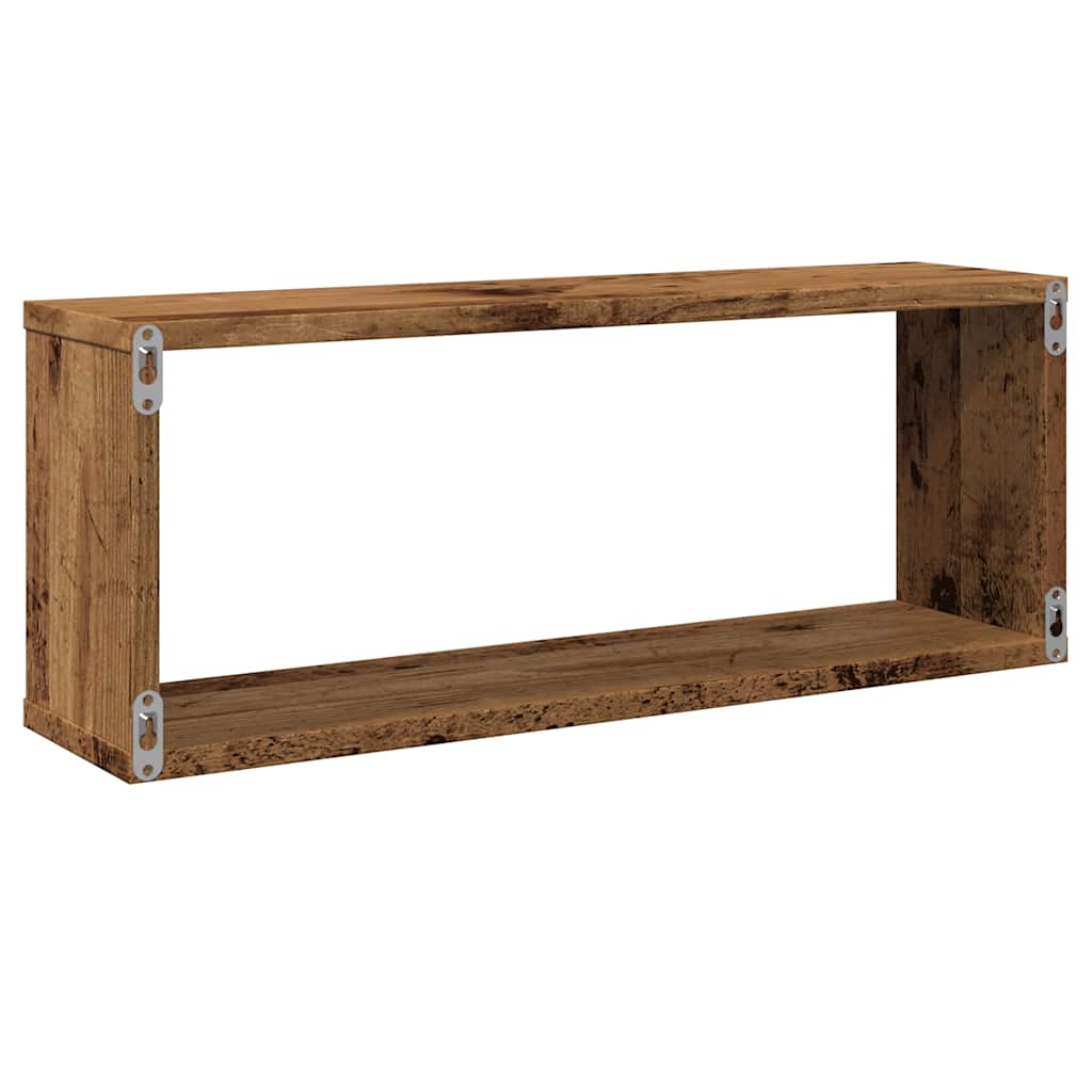 Zidne kockaste police 6 kom Staro drvo 60x15x23 cm