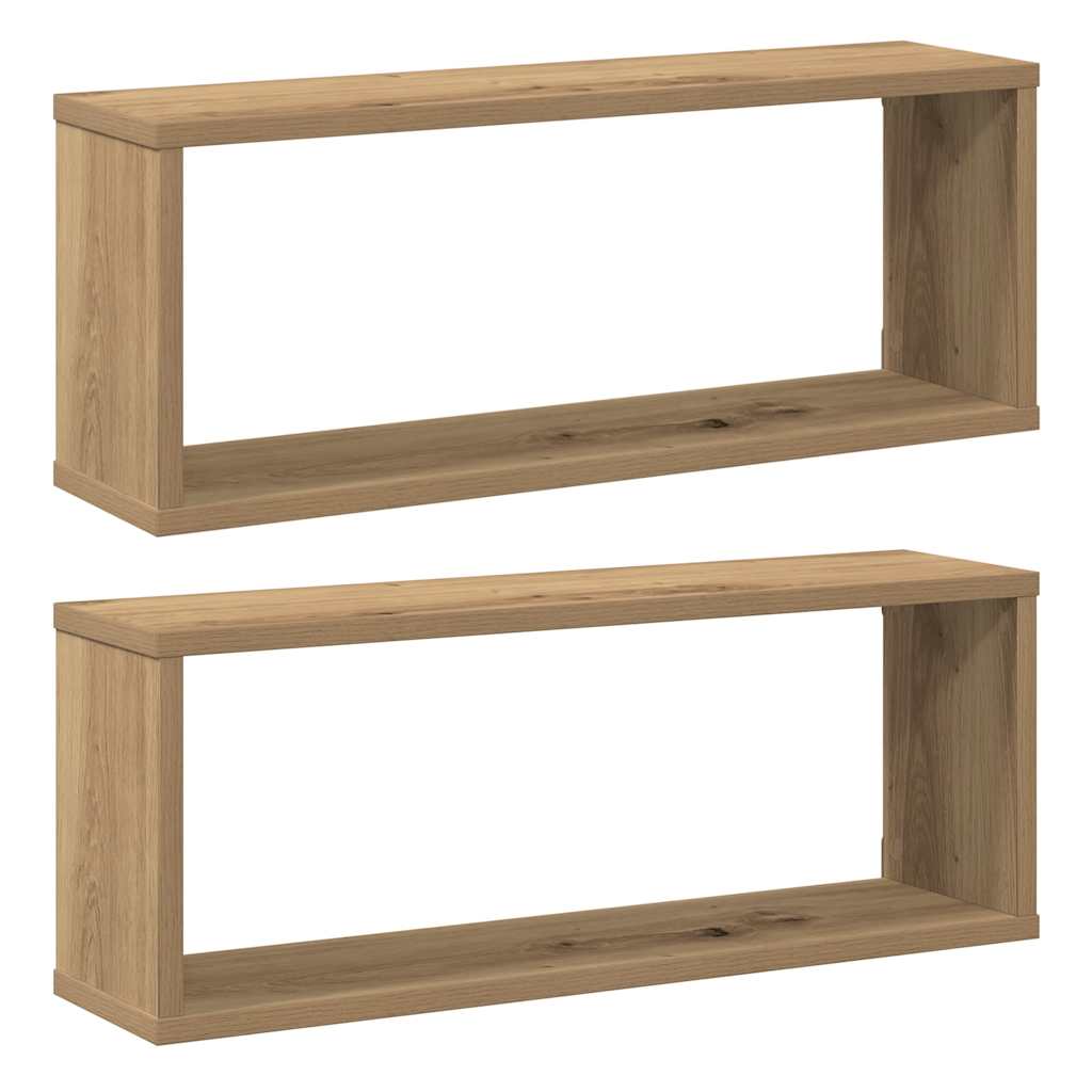 Zidne kockaste police 2 kom Artisan hrast 60x15x23 cm