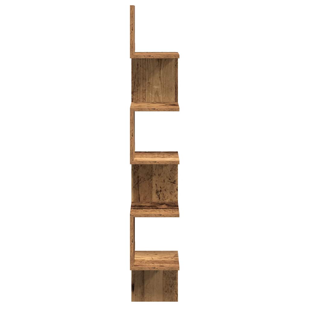 Zidna kutna polica staro drvo 20x20x127,5 cm konstruirano drvo
