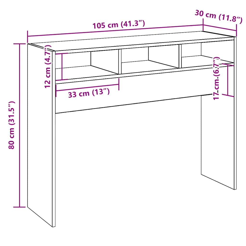 konzolni stol staro drvo 105x30x80 cm konstruirano drvo