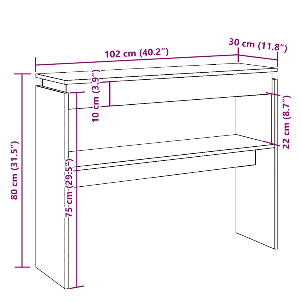 Konzolni stol Staro drvo 102x30x80 cm Konstruirano drvo