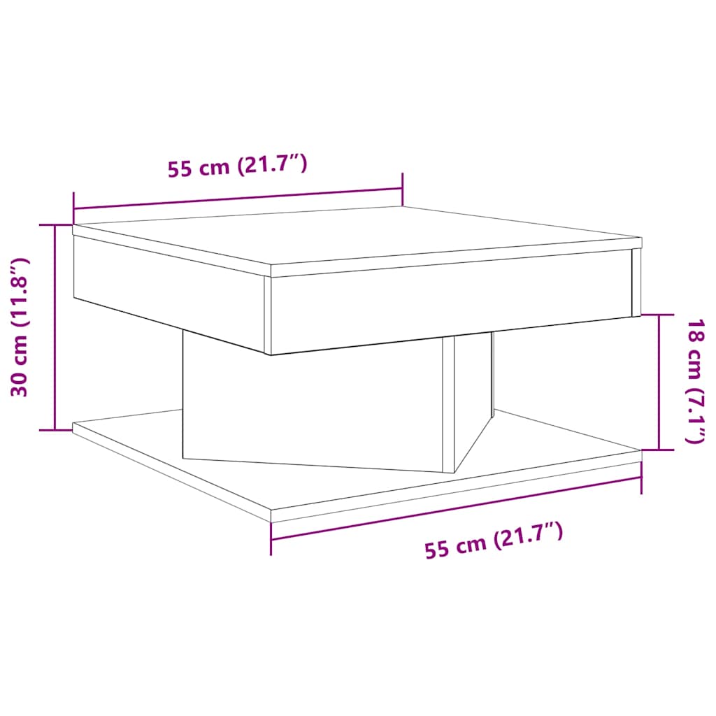 Stol za kavu staro drvo 55x55x30 cm konstruirano drvo