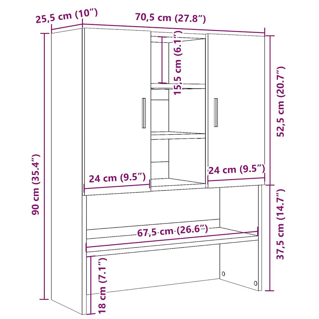 Ormar za perilicu rublja staro drvo 70,5x25,5x90 cm