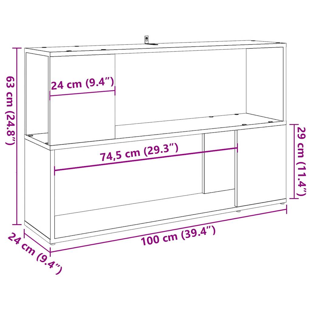 Ormar za knjige staro drvo 100x24x63 cm konstruirano drvo