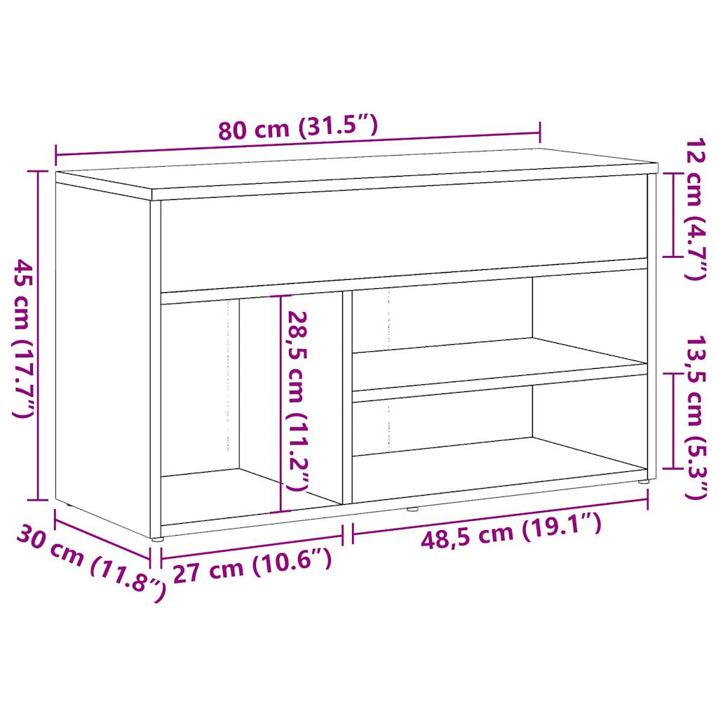 Klupa za cipele staro drvo 80x30x45 cm izrađeno drvo