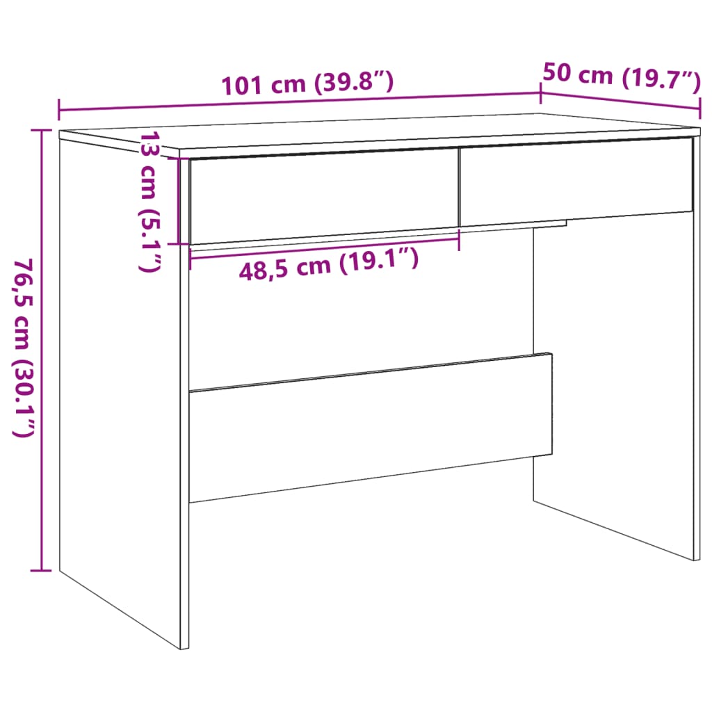 Radni stol boja starog drva 101x50x76,5 cm konstruirano drvo