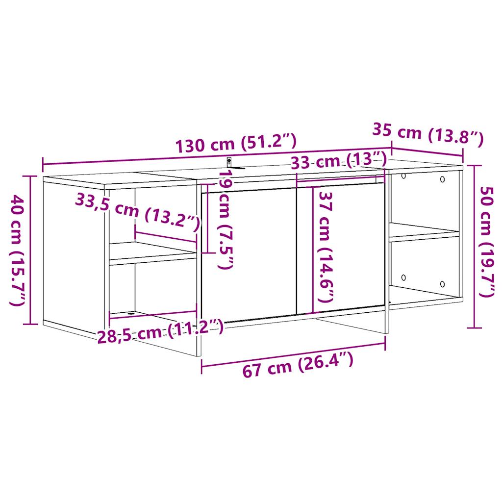 TV ormarić staro drvo 130x35x50 cm konstruirano drvo