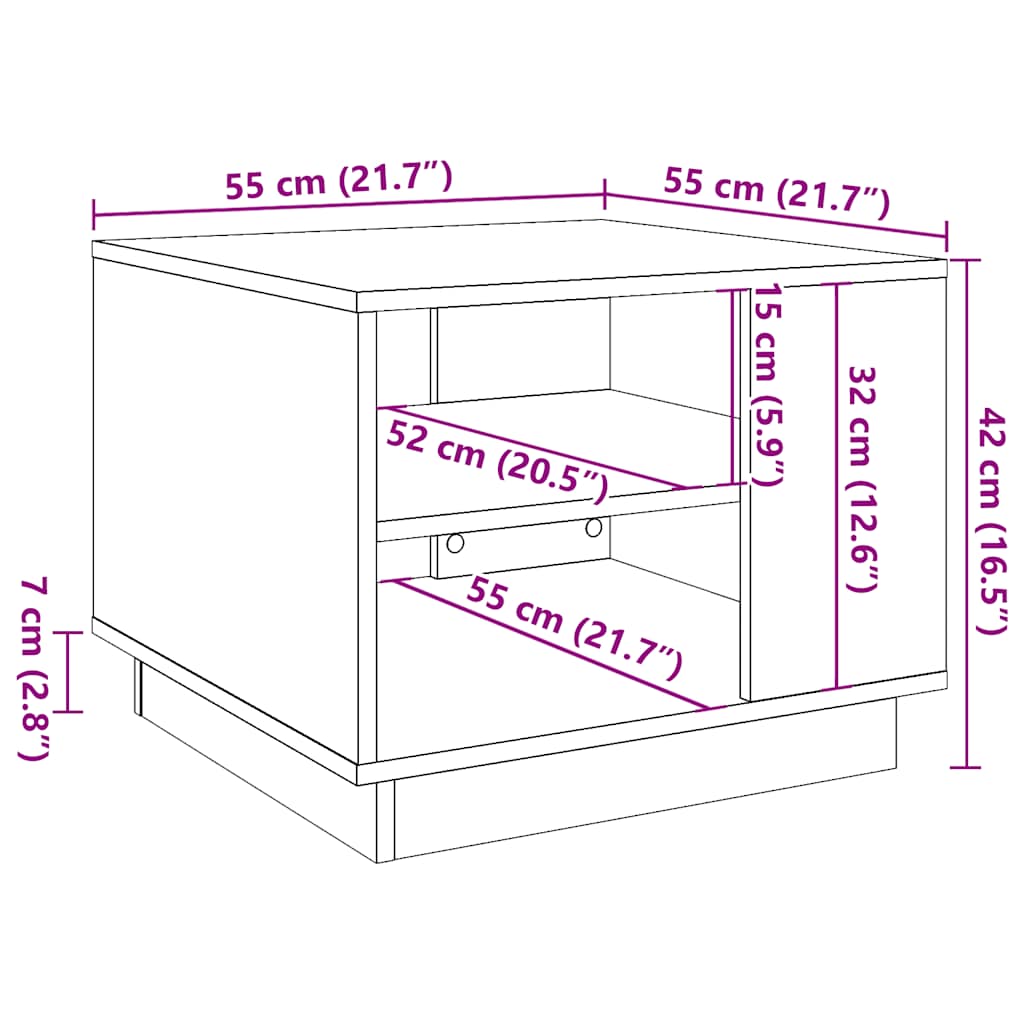 Stol za kavu staro drvo 55x55x42 cm konstruirano drvo