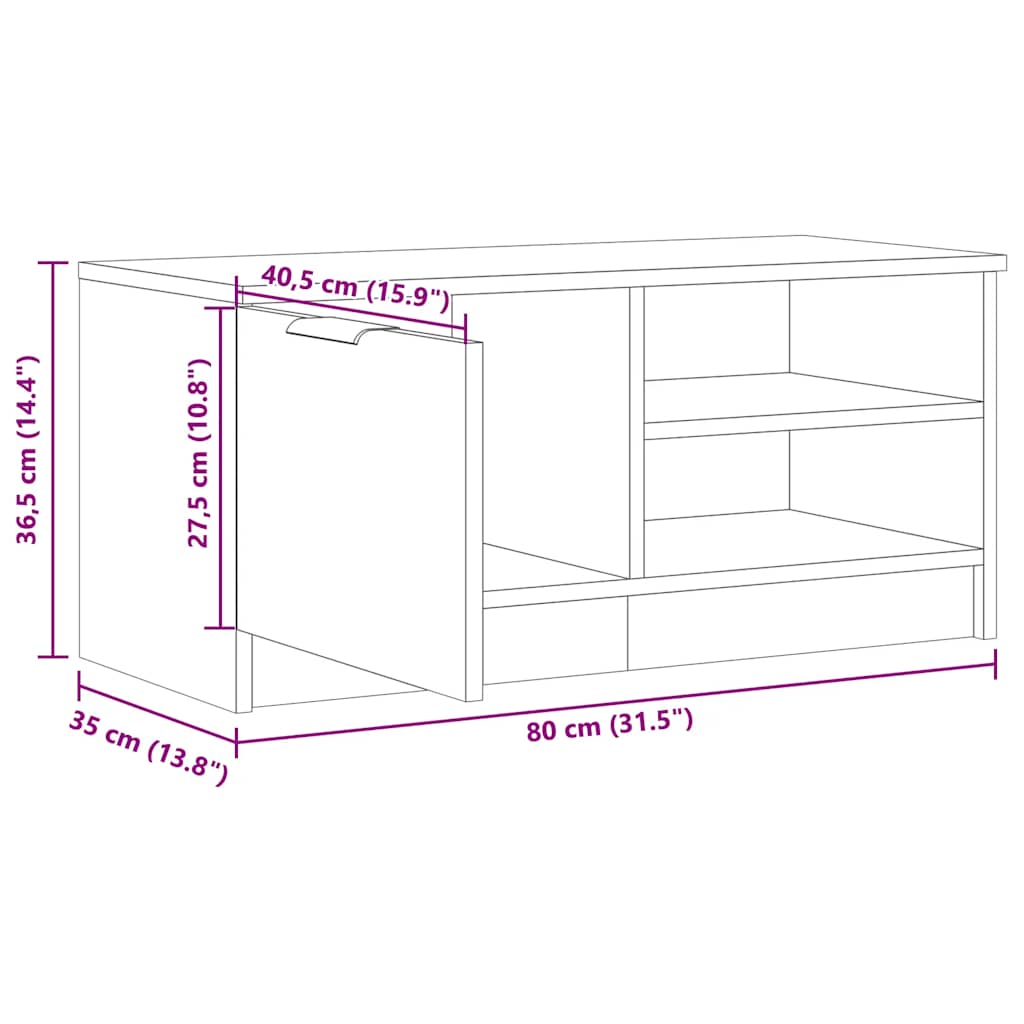 2-dijelni TV ormarić Staro drvo 80x35x36,5 cm Konstruirano drvo