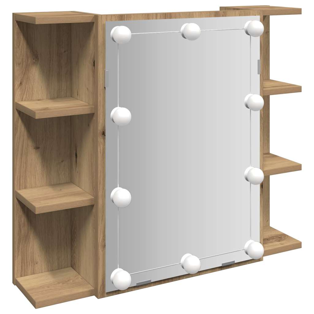 Ormar s ogledalom i LED-om Artisan hrast 70x16,5x60 cm