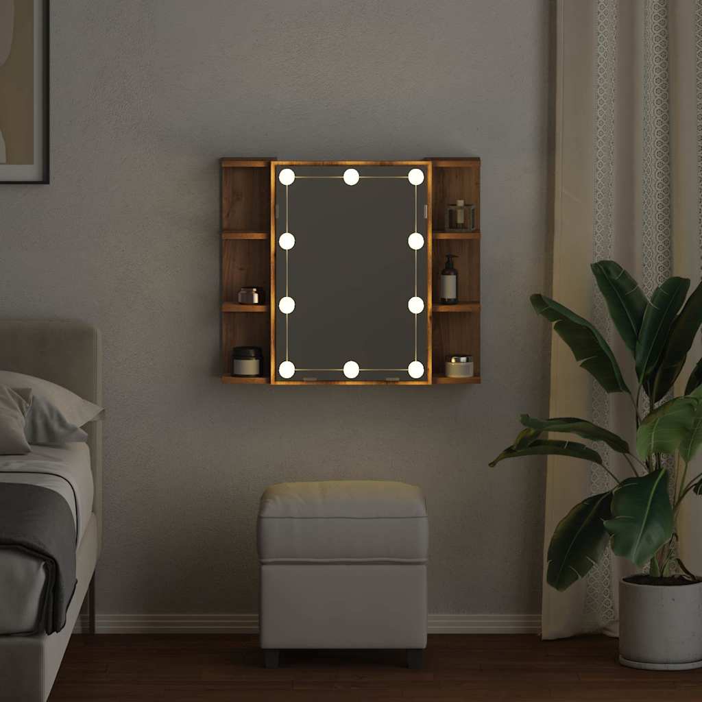 Ormar s ogledalom i LED-om Artisan hrast 70x16,5x60 cm