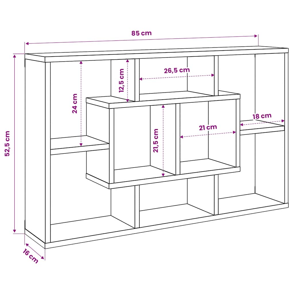 Zidna polica Artisan hrast 85x16x52,5 cm Konstruirano drvo