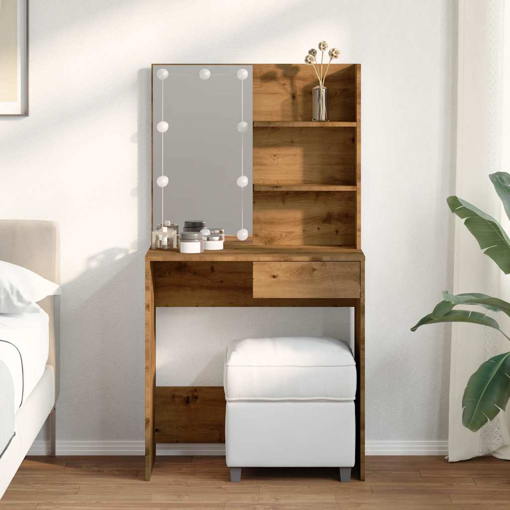 Toaletni stol s LED-om Artisan hrast 74,5x40x141 cm