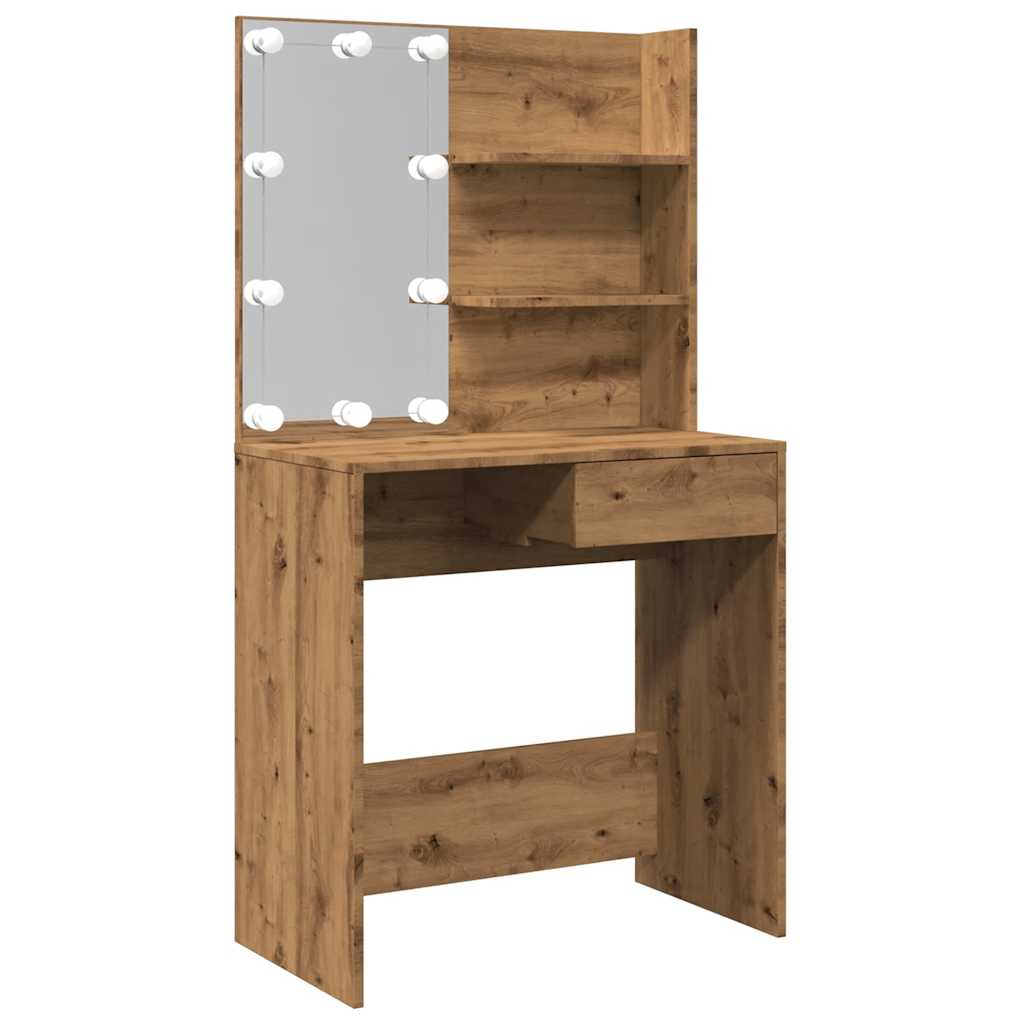 Toaletni stol s LED-om Artisan hrast 74,5x40x141 cm