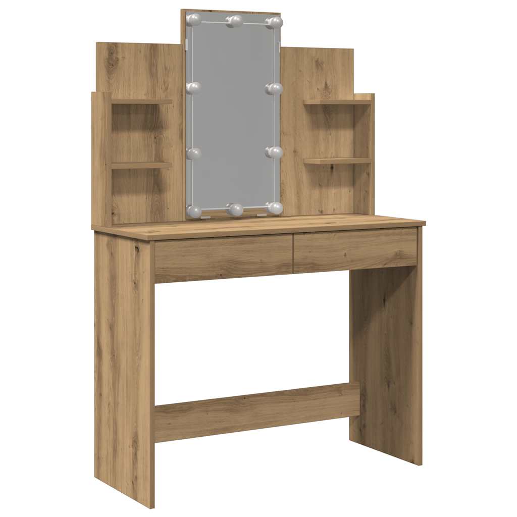 Toaletni stol s LED svjetlima Artisan hrast 96x40x142 cm